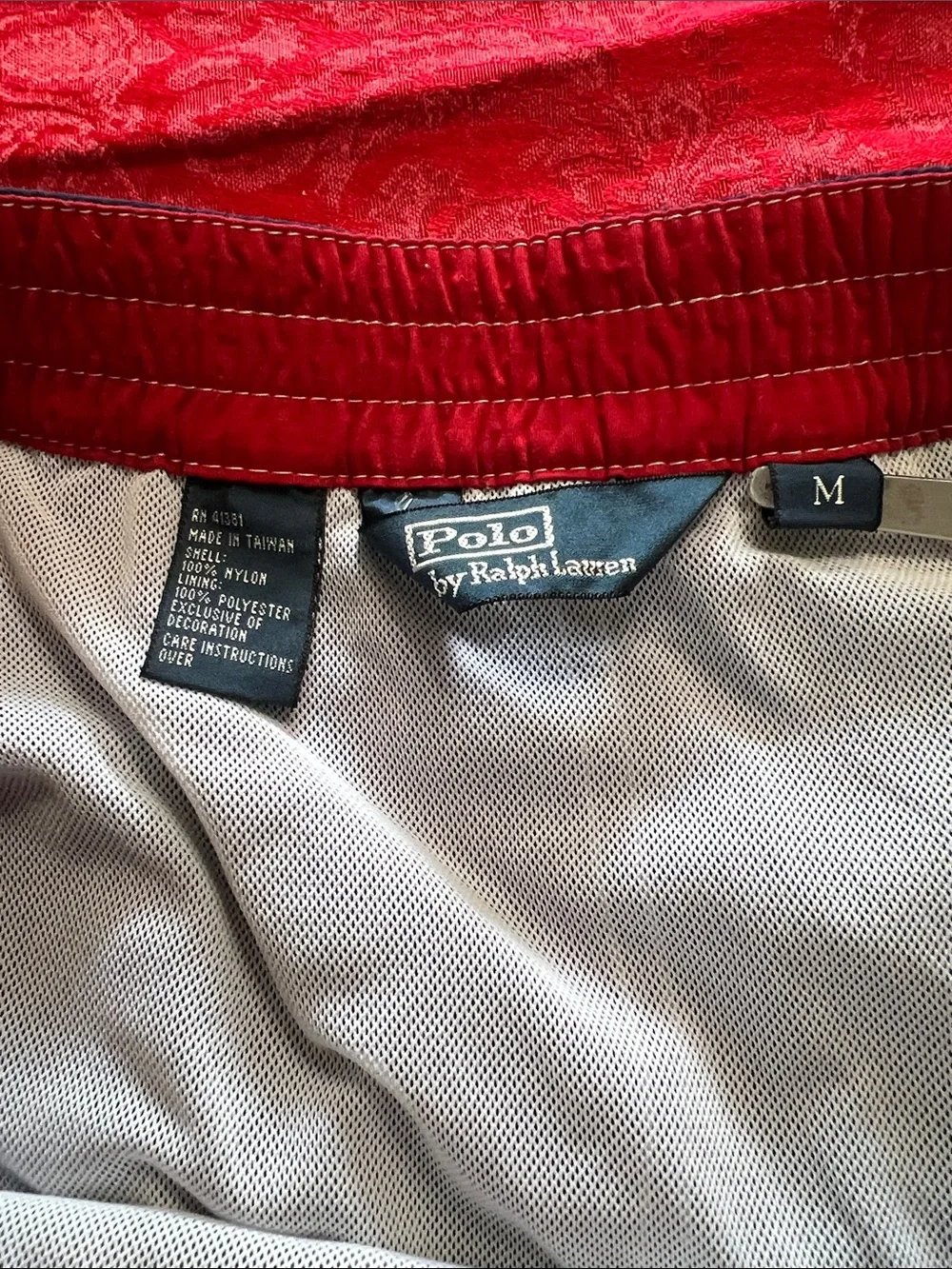 Polo Ralph Lauren Men’s M Navy Swim Trunks Board Shorts Cargo Red Pony